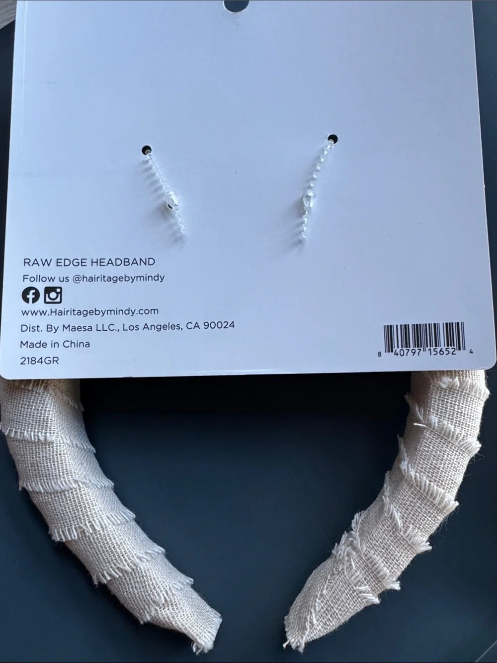 HAIRITAGE Raw Edge Linen Padded Headband NEW 🏷️